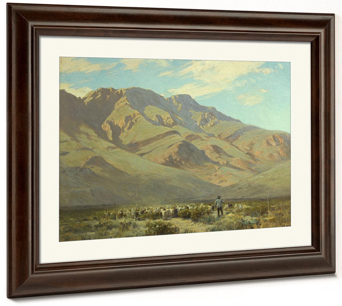 Shepard And His Flock With Mountains Beyond, 1929 By Victor Coleman Anderson Fine Art Print