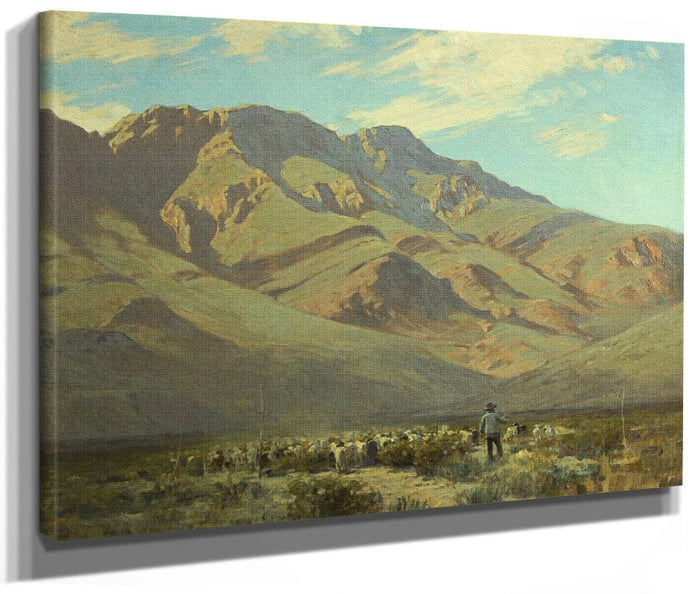 Shepard And His Flock With Mountains Beyond, 1929 By Victor Coleman Anderson Fine Art Print