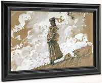 Shepherdess And Sheep By Winslow Homer Fine Art Print