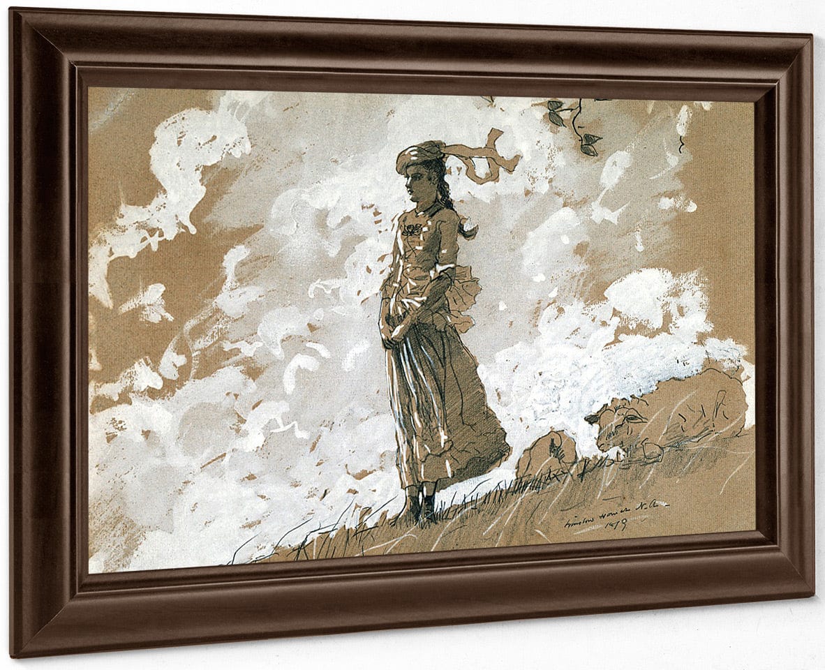 Shepherdess And Sheep By Winslow Homer Fine Art Print