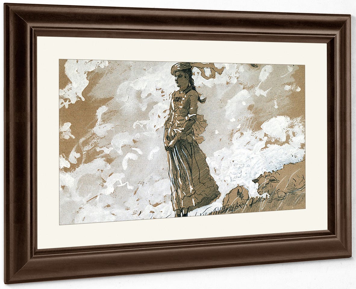 Shepherdess And Sheep By Winslow Homer Fine Art Print