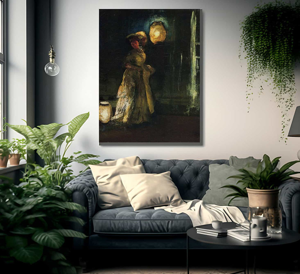 Shinn 1912 Girl With Japanese Lanterns By Everett Shinn Fine Art Print