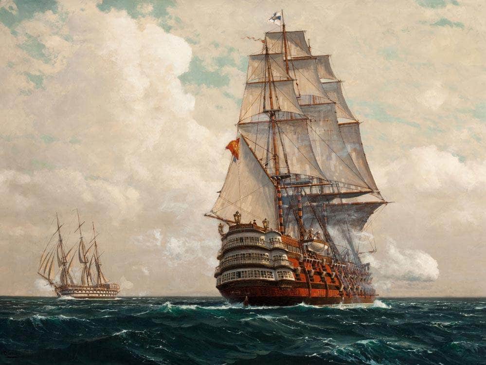 Ship At Sea By Michael Zeno Diemer Fine Art Print