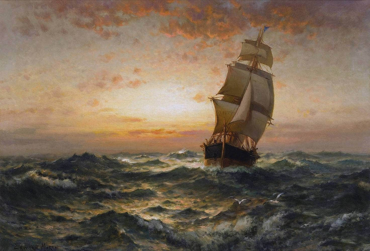 Ship At Sea Painting Edward Moran Canvas Art Fine Art Print