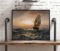 Ship At Sea Painting Edward Moran Canvas Art Fine Art Print