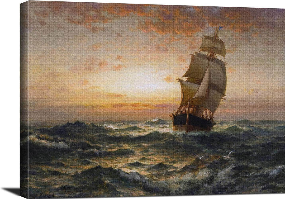 Ship At Sea Painting Edward Moran Canvas Art Fine Art Print