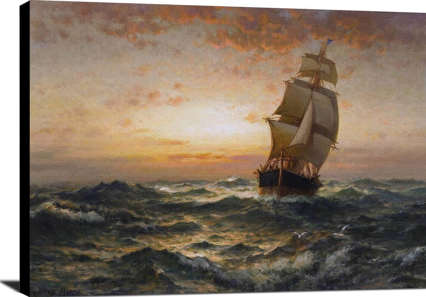 Ship At Sea Painting Edward Moran Canvas Art Fine Art Print