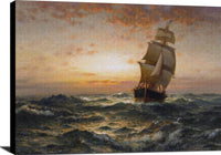 Ship At Sea Painting Edward Moran Canvas Art Fine Art Print
