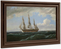 Ship Towing A Small Boat Astern By Birch Thomas Fine Art Print