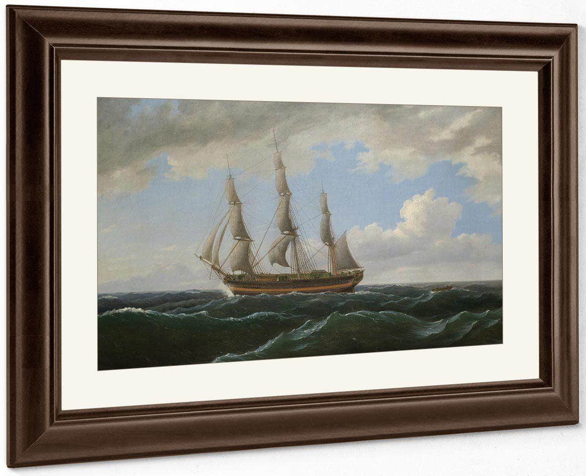 Ship Towing A Small Boat Astern By Birch Thomas Fine Art Print