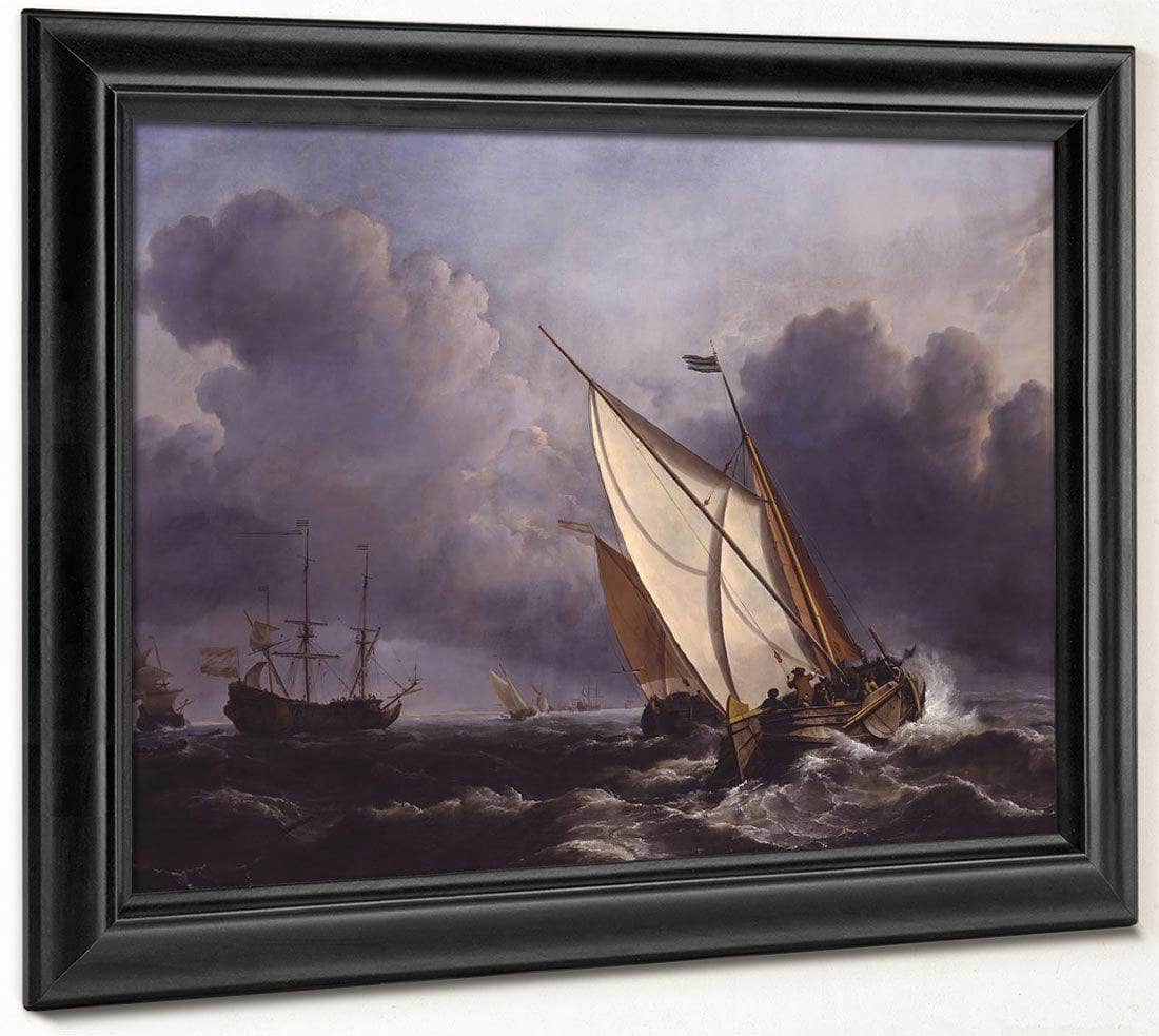 Ships In A Stormy Sea By Willem Van De Velde Ii Fine Art Print
