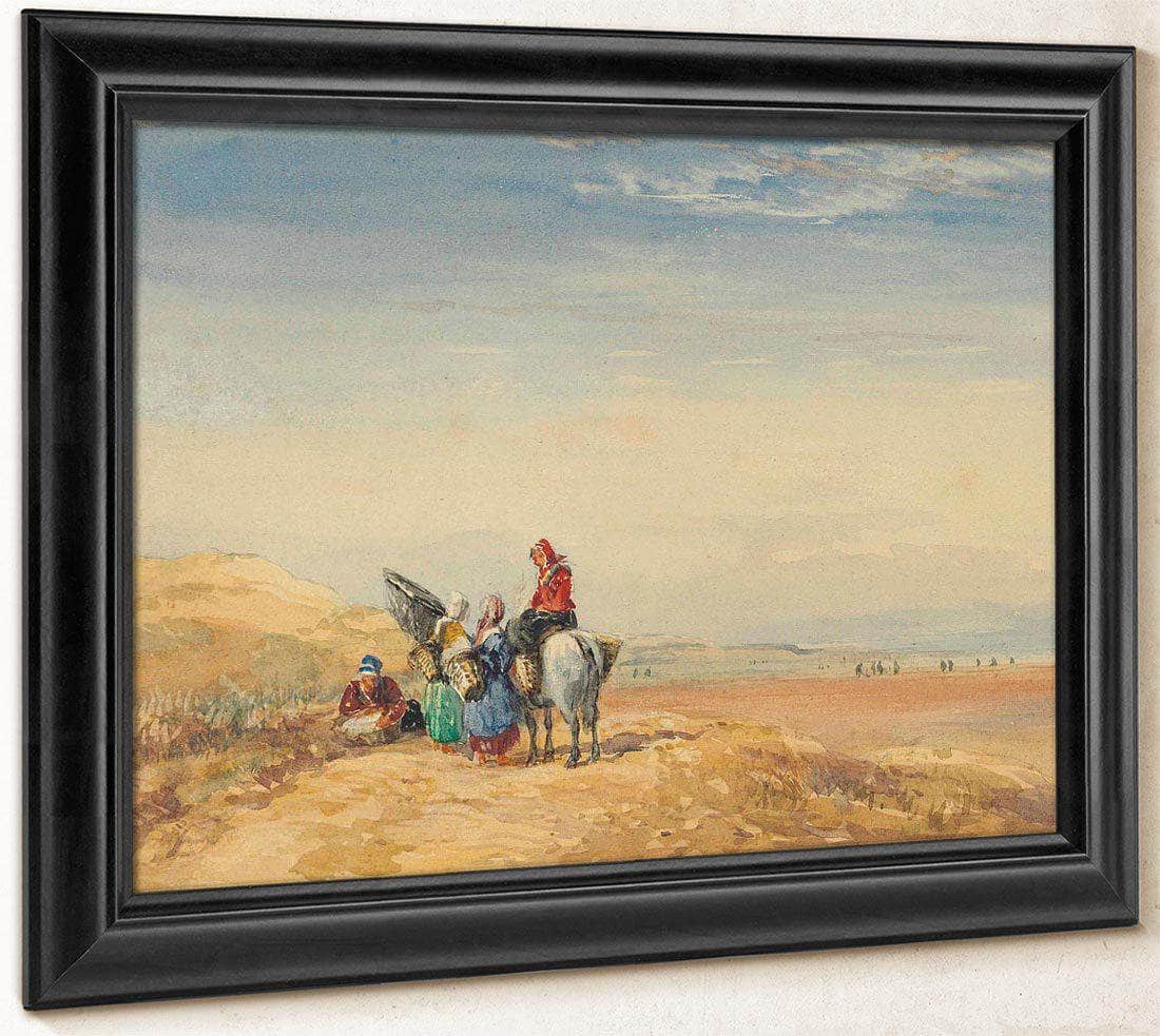Shrimpers On Lancaster Sands By David Cox Fine Art Print