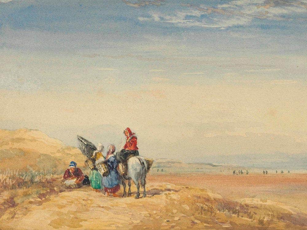 Shrimpers On Lancaster Sands By David Cox Fine Art Print