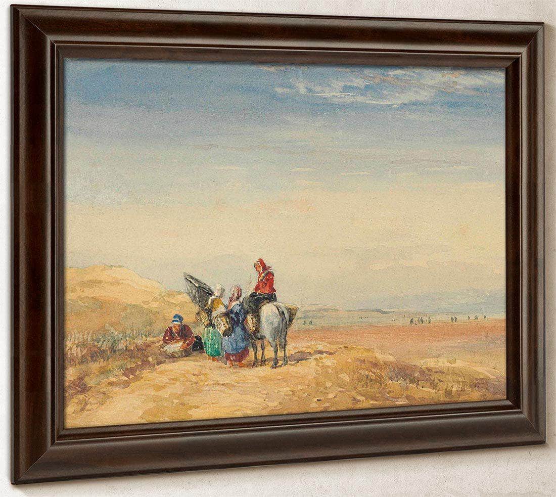 Shrimpers On Lancaster Sands By David Cox Fine Art Print
