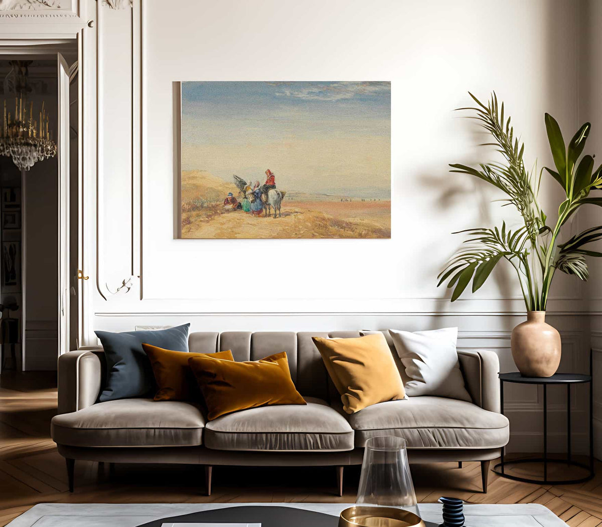 Shrimpers On Lancaster Sands By David Cox Fine Art Print