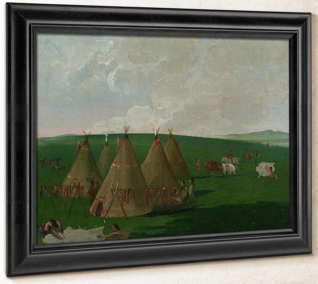Sioux Encamped On The Upper Missouri, Dressing Buffalo Meat And Robes By George Catlin Fine Art Print