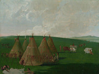 Sioux Encamped On The Upper Missouri, Dressing Buffalo Meat And Robes By George Catlin Fine Art Print