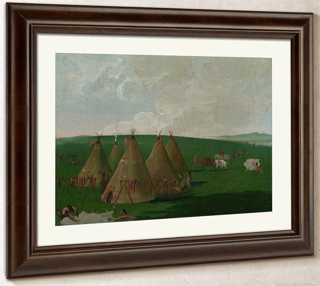 Sioux Encamped On The Upper Missouri, Dressing Buffalo Meat And Robes By George Catlin Fine Art Print