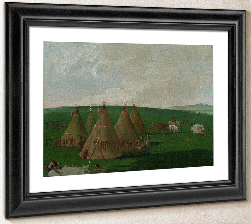 Sioux Encamped On The Upper Missouri, Dressing Buffalo Meat And Robes By George Catlin Fine Art Print