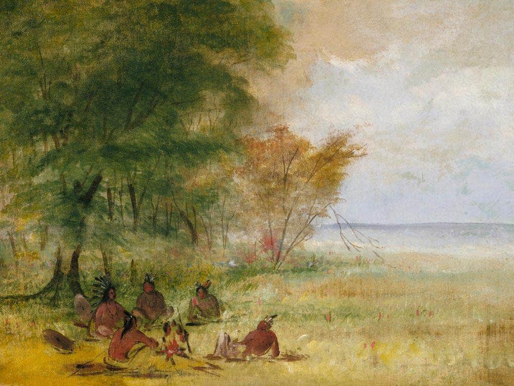 Sioux Indian Council, Chiefs In Profound Deliberation By George Catlin Fine Art Print