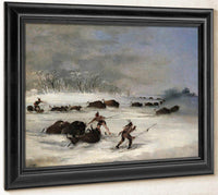 Sioux Indians On Snowshoes Lancing Buffalo By George Catlin Fine Art Print