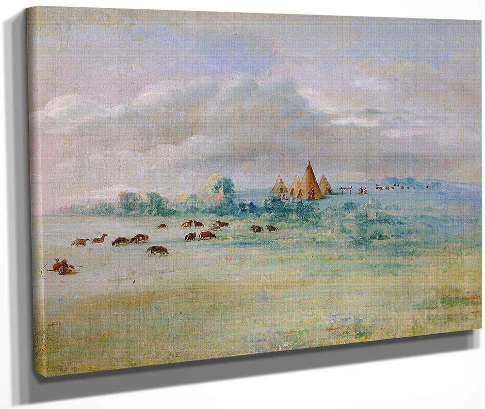 Sioux Village, Lake Calhoun, Near Fort Snelling By George Catlin Fine Art Print