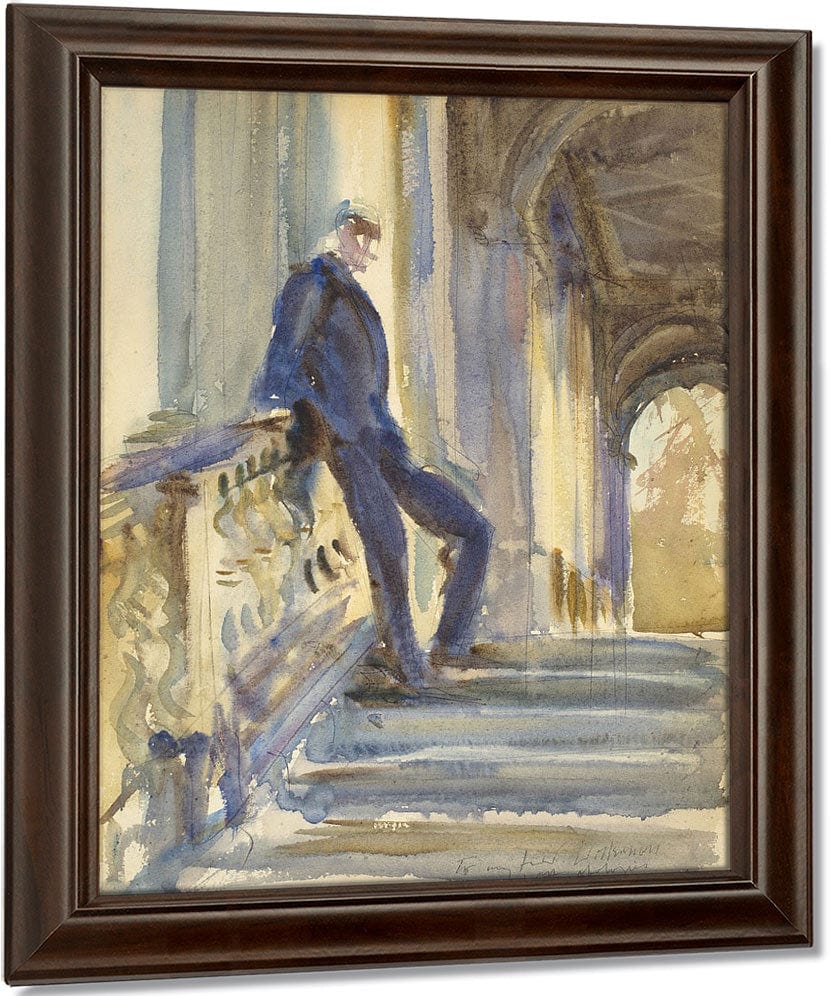 Sir Neville Wilkenson On The Steps Of A Venetian Palazzo By John Singer Sargent Fine Art Print