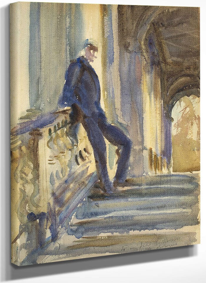 Sir Neville Wilkenson On The Steps Of A Venetian Palazzo By John Singer Sargent Fine Art Print