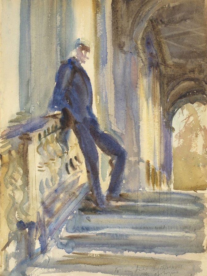 Sir Neville Wilkenson On The Steps Of A Venetian Palazzo By John Singer Sargent Fine Art Print