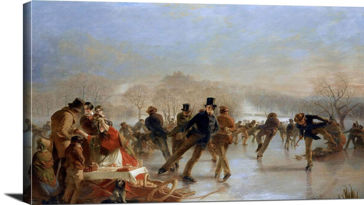 Skaters, A Scene On Duddingston Loch Painting Charles Lees Canvas Art Fine Art Print