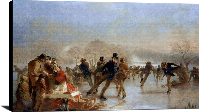 Skaters, A Scene On Duddingston Loch Painting Charles Lees Canvas Art Fine Art Print