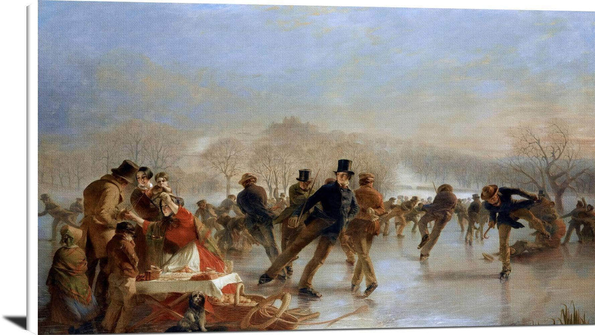 Skaters, A Scene On Duddingston Loch Painting Charles Lees Canvas Art Fine Art Print