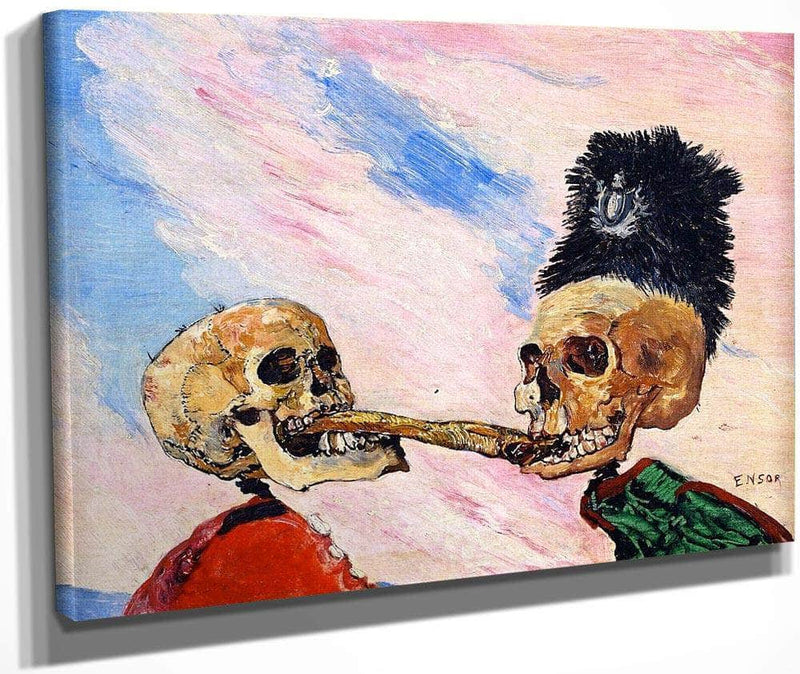 Skeletons Fighting Over A Picked Herring By James Ensor Fine Art Print