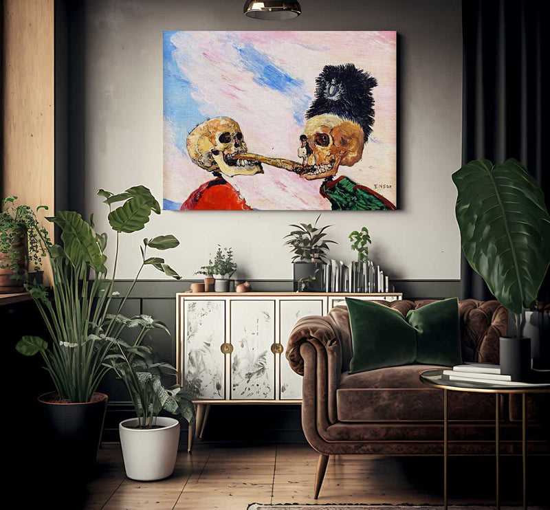 Skeletons Fighting Over A Picked Herring By James Ensor Fine Art Print