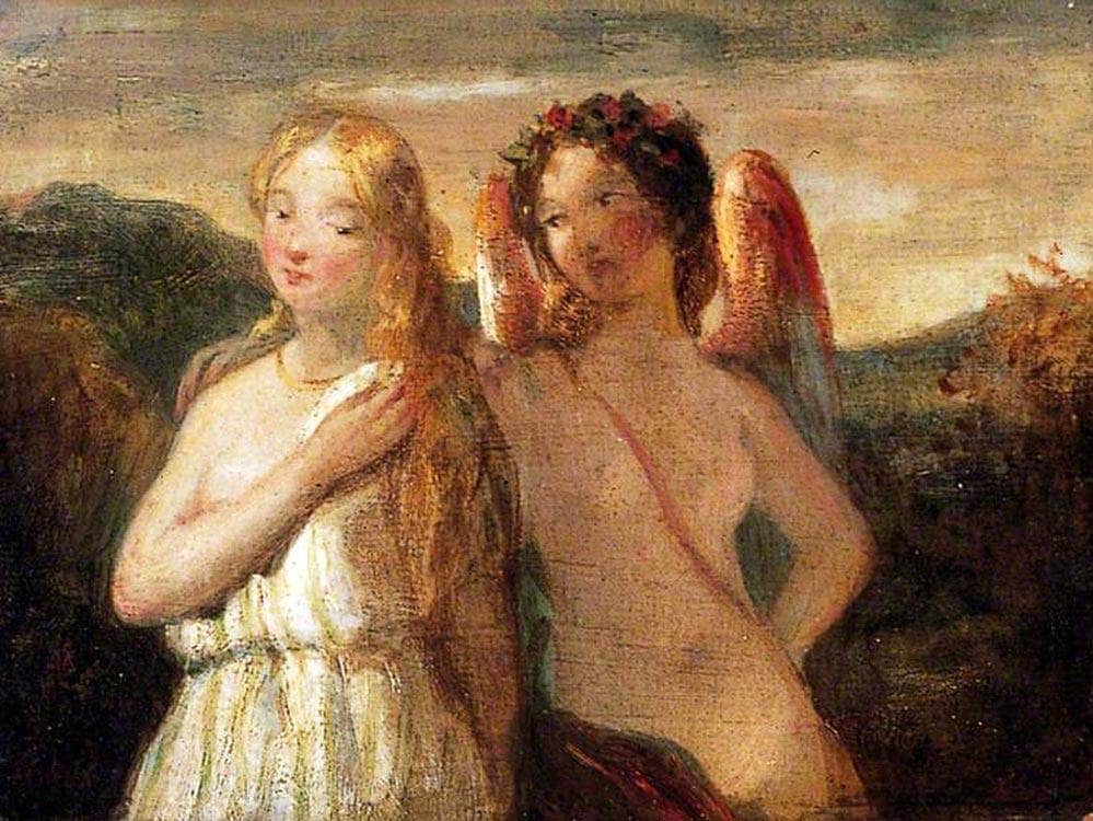 Sketch Of Venus And Psyche By William Etty Fine Art Print