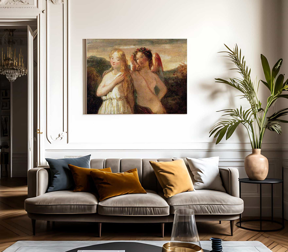 Sketch Of Venus And Psyche By William Etty Fine Art Print