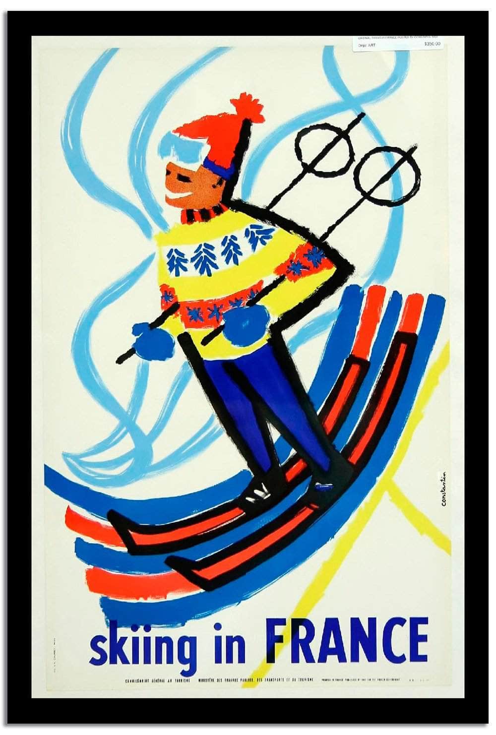 Skiing In France  Vintage Poster Fine Art Print