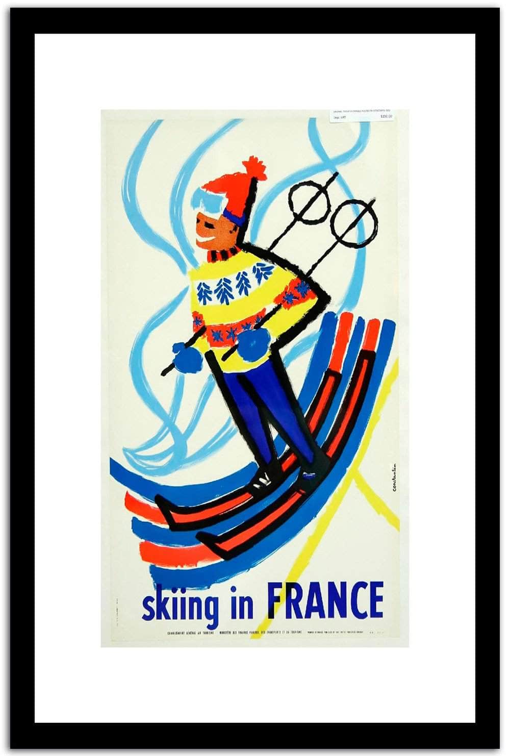 Skiing In France  Vintage Poster Fine Art Print