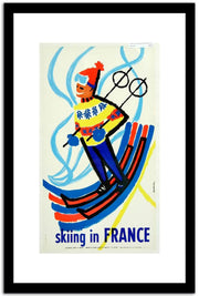 Skiing In France  Vintage Poster Fine Art Print
