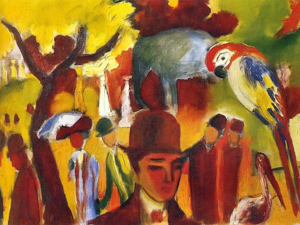 Small Zoological Garden In Borwn And Yellow By August Macke Fine Art Print