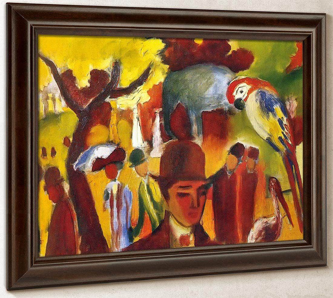 Small Zoological Garden In Borwn And Yellow By August Macke Fine Art Print