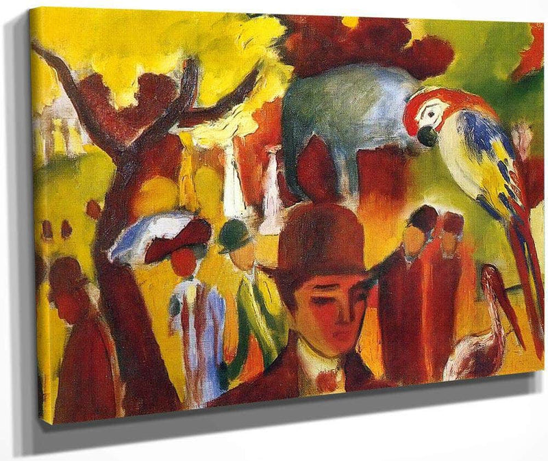 Small Zoological Garden In Borwn And Yellow By August Macke Fine Art Print