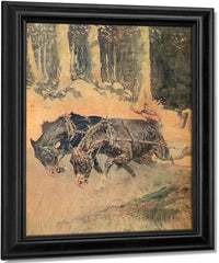 Snaking Logs To The Skidway By Frederic Remington Fine Art Print