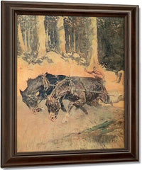 Snaking Logs To The Skidway By Frederic Remington Fine Art Print