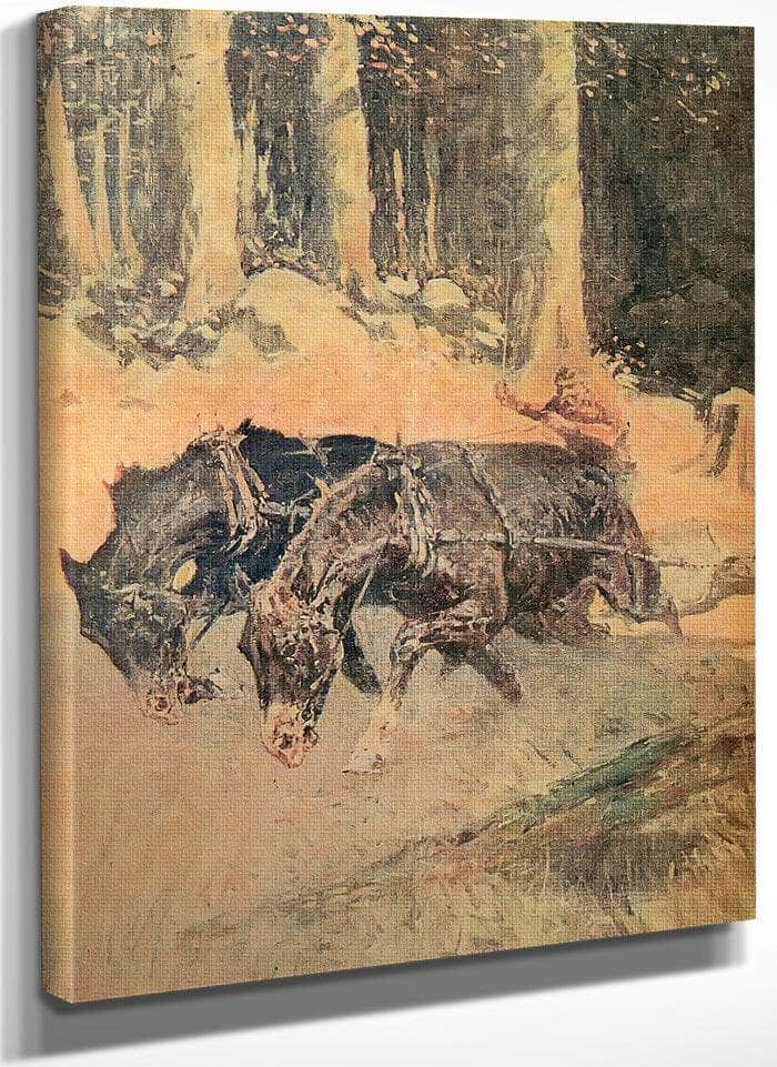 Snaking Logs To The Skidway By Frederic Remington Fine Art Print