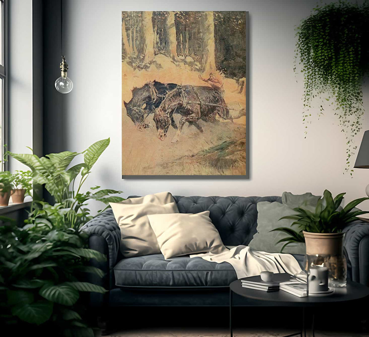 Snaking Logs To The Skidway By Frederic Remington Fine Art Print