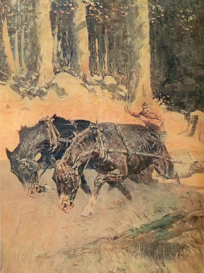 Snaking Logs To The Skidway By Frederic Remington Fine Art Print