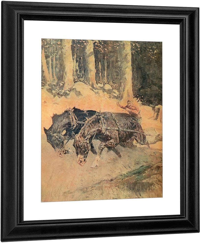 Snaking Logs To The Skidway By Frederic Remington Fine Art Print