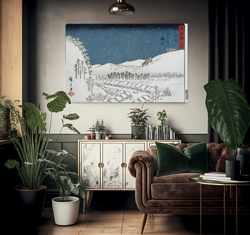 Snow Falling On A Town By Hiroshige Fine Art Print