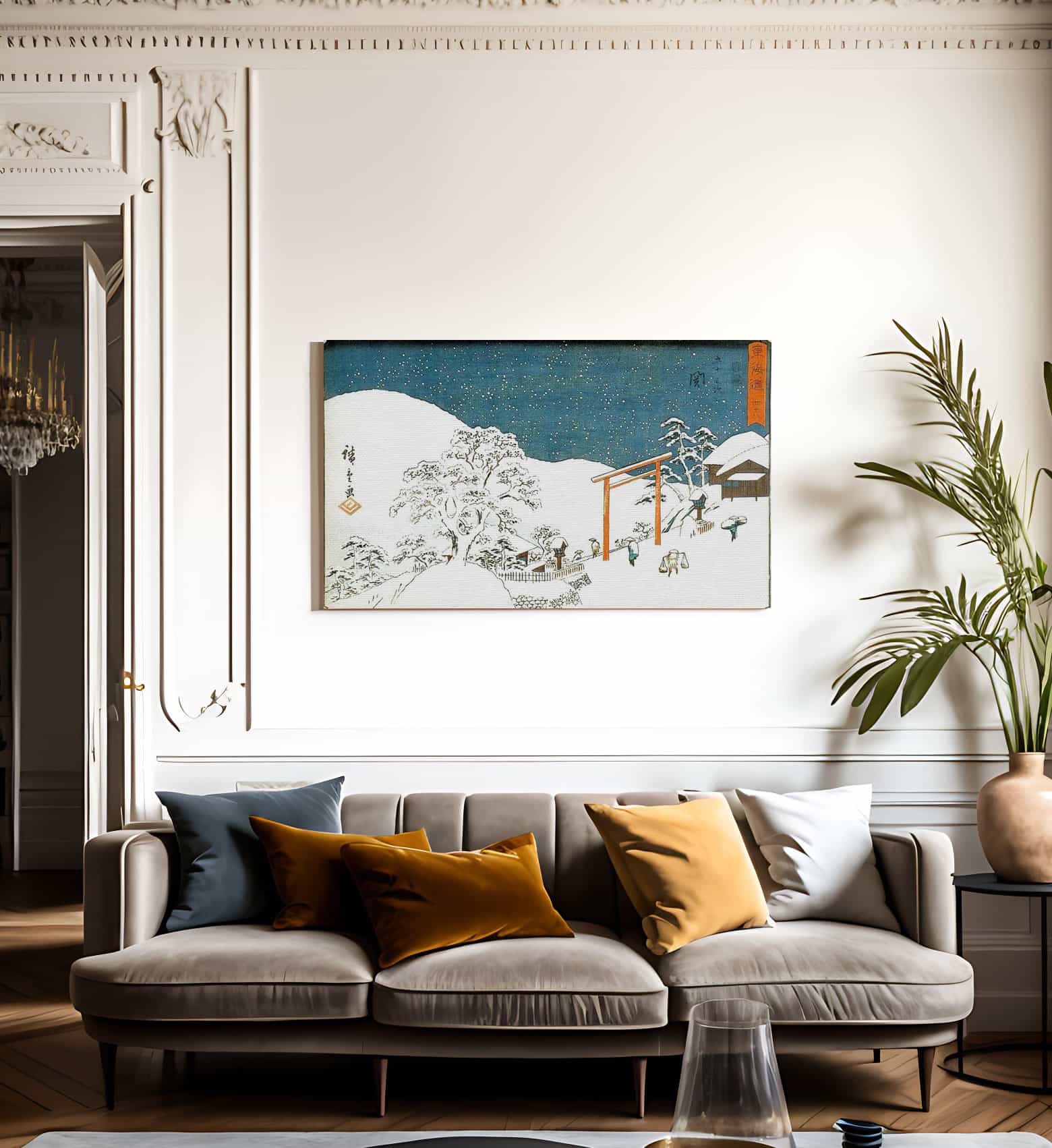 Snow Landscape With Gate By Hiroshige Fine Art Print
